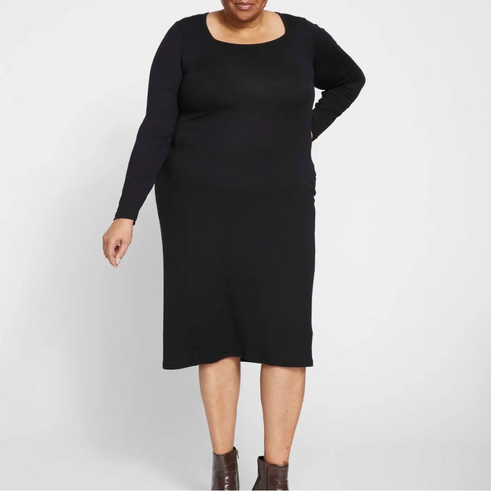 Universal Standard Foundation Square Neck Dress in Black